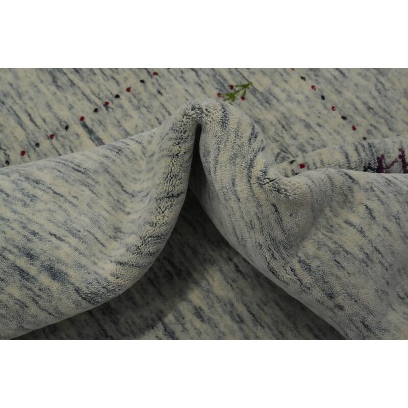 Hand Knotted Oriental 100% Wool Carpet Tribal Animal Pictorial Beige & Ivories Gabbeh Area Rug - 9' 11'' X 8' 7''
