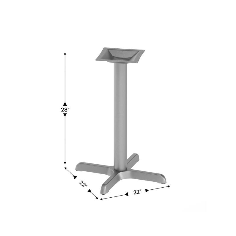 22" x 22" Restaurant Table X-Base with 3" Dia. Table Height Column - 22"D x 22"W x 28"H
