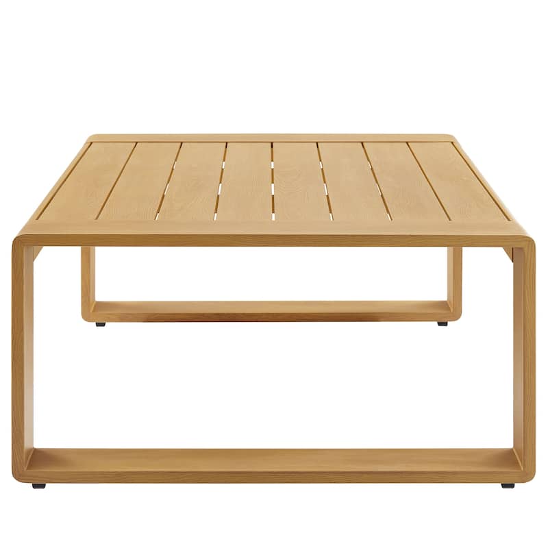 Lirienne Outdoor Patio Aluminum Faux Wood Coffee Table
