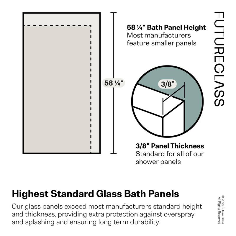 Glass Warehouse 58.25" x 34" Frameless Shower Bath Door - Door Only