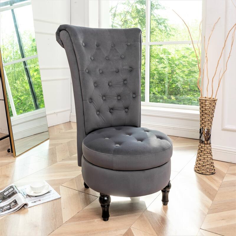 US Pride Furniture Gosser 20" Wide Velvet High Back Vanity Chair - Grey