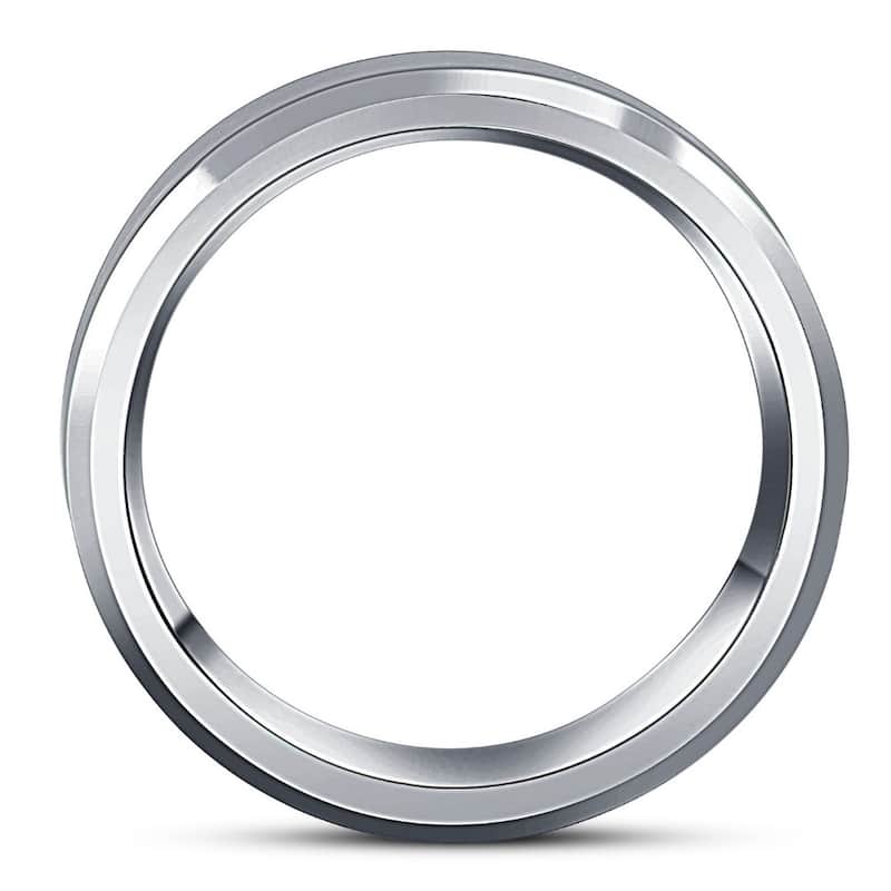 Bliss Diamond Men's Brushed Tungsten 7mm Beveled Comfort Fit Ring Wedding Band