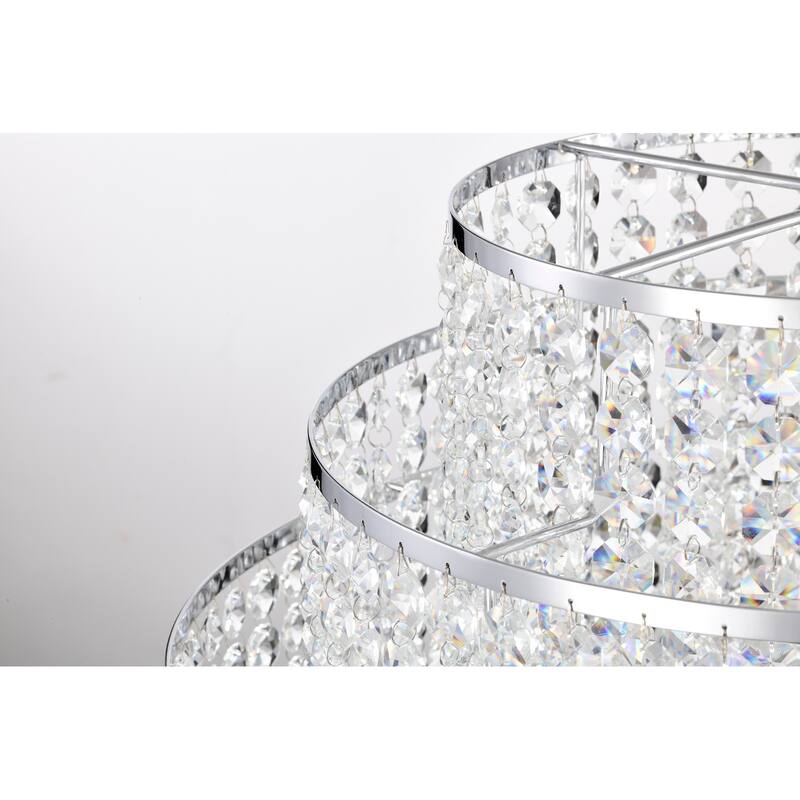 Chrome Finish 6-Light Glam Chandelier with Tier Cascading Crystals