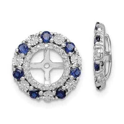 Curata 925 Sterling Silver 13mm Created Blue Sapphire Earrings Jacket