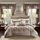 preview thumbnail 1 of 65, Madison Park Essentials Loretta 24-Piece Room in a Bag with Window Panels and Sheet Set Taupe - California King