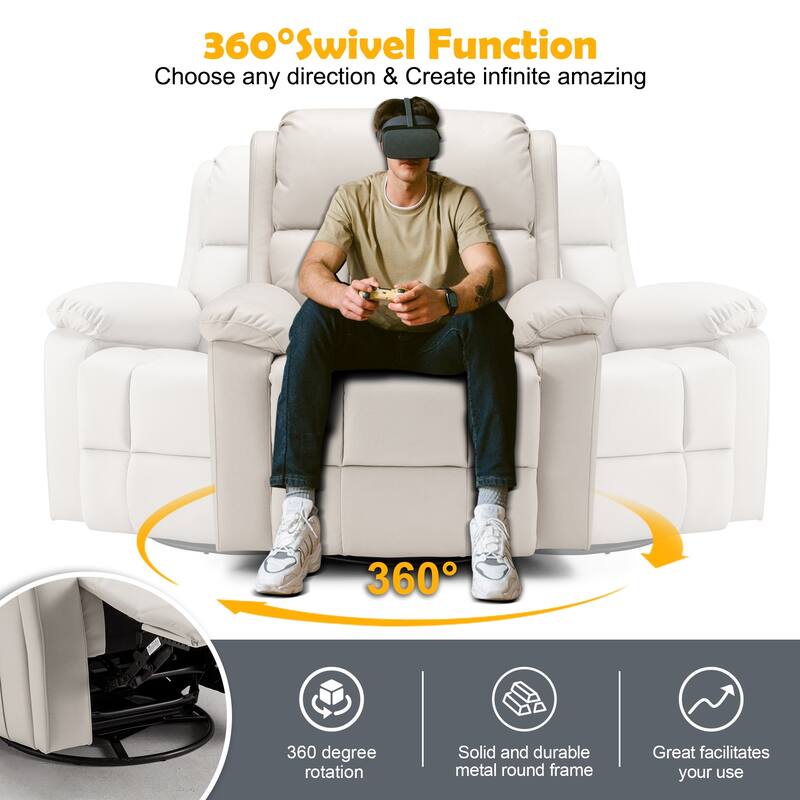Heated Massage Recliner Chair with 360° Swivel, Rocking Feature, and Side Pocket for Living Room