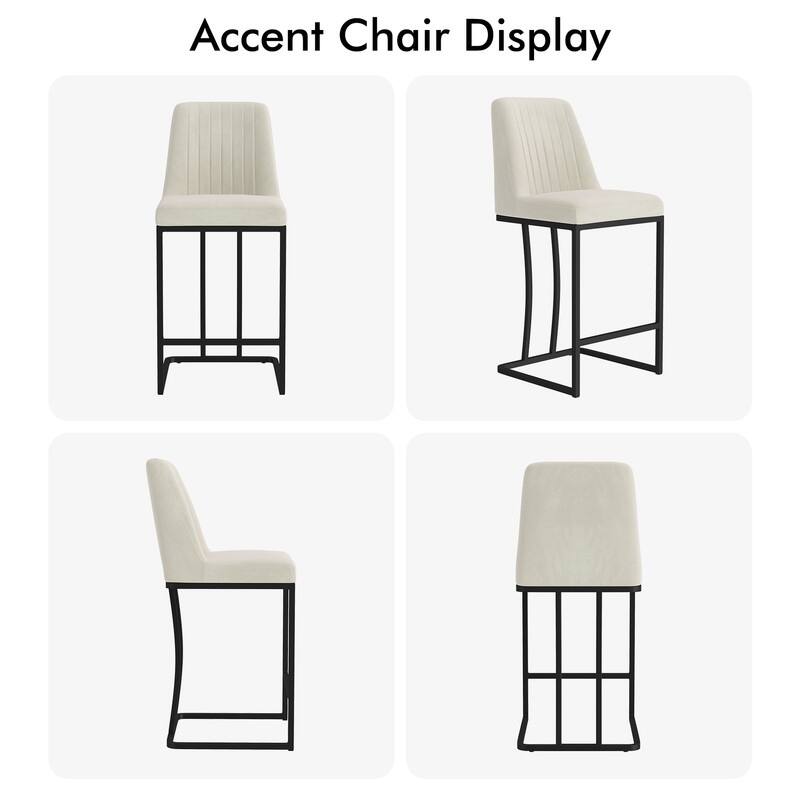 24.8 Inches Modern Cushion Counter Height Bar Stools with Metal Frame Set of 2