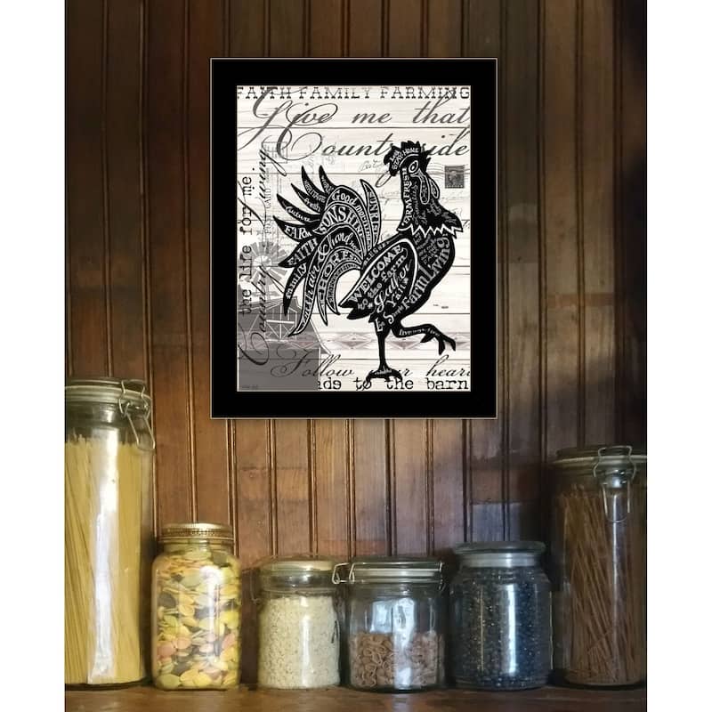 TrendyDecor4U Contemporary "WELCOME TO THE FARM CHICKEN" Framed Print Wall Art