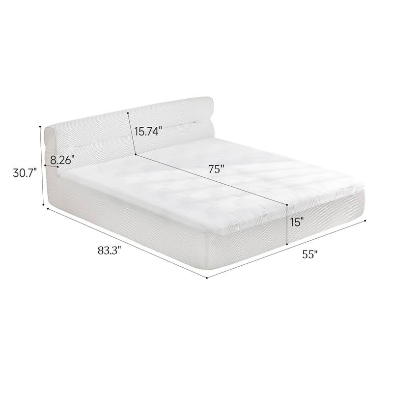 Homy Casa All in One Bed, Mattress + Frame, Cool Ice Silk Stretch Fabric, Motion Isolation, No Assembly, Full, Queen, King