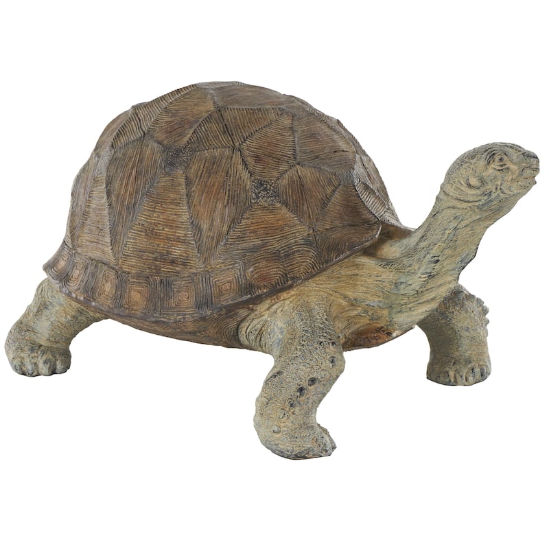 Resin Turtle Distressed Textured Garden Sculpture with Patterned Shell - Brown - Roche River Decor - Brown