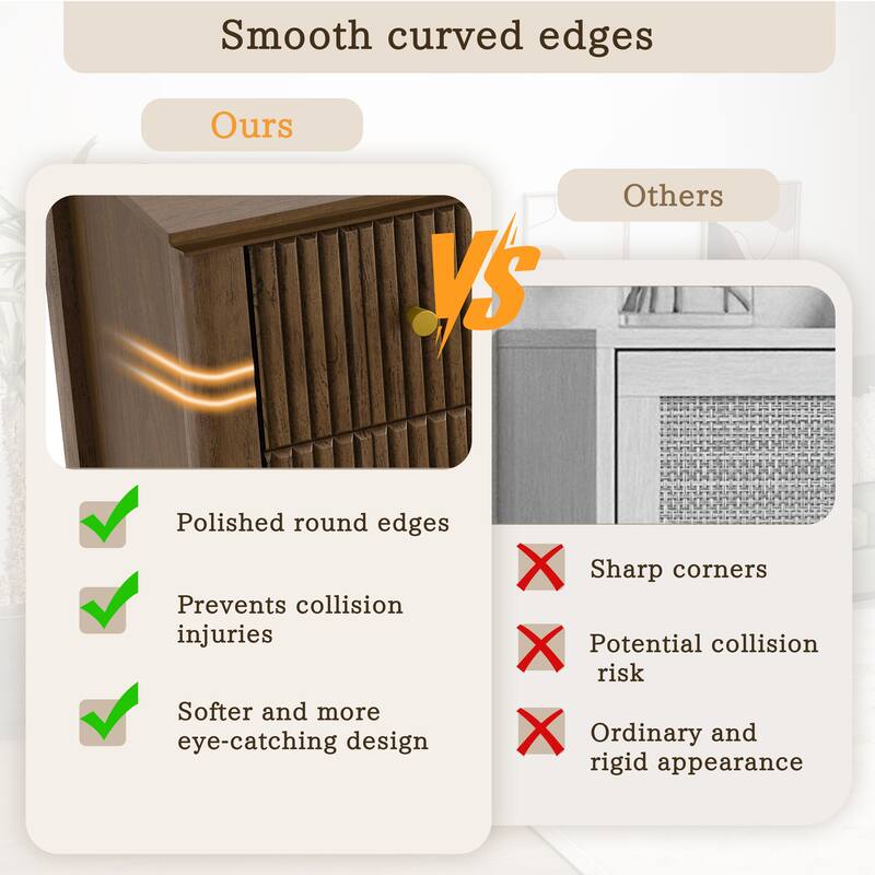 Minimalist Chest of Drawers Walnut Corner Cabinet with Wood Legs, 5-Drawer Dresser Accent Cabinet Storage Cabinet