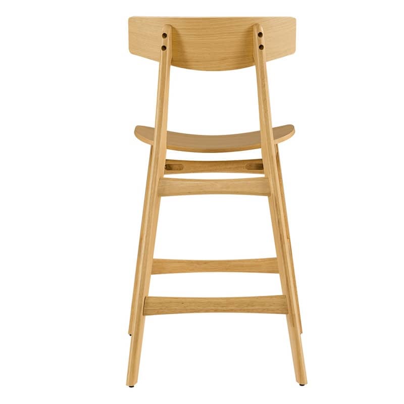 Spruce & Spring Modern Farmhouse Bar Stool with Bentwood Back and Saddle Seat