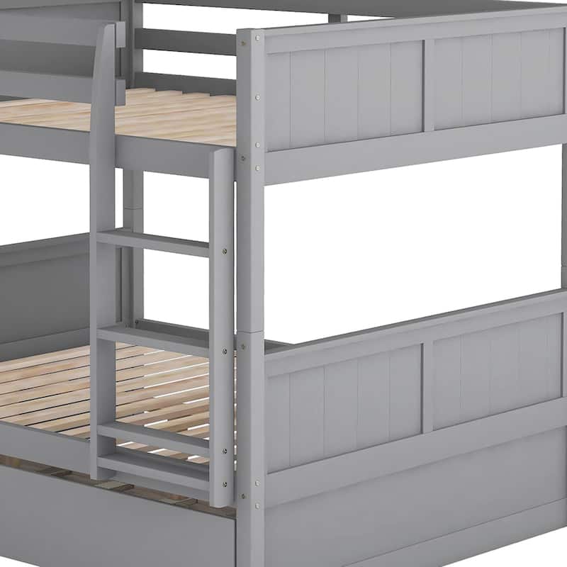 Full Over Full Bunk Bed with Twin Size Trundle, Espresso
