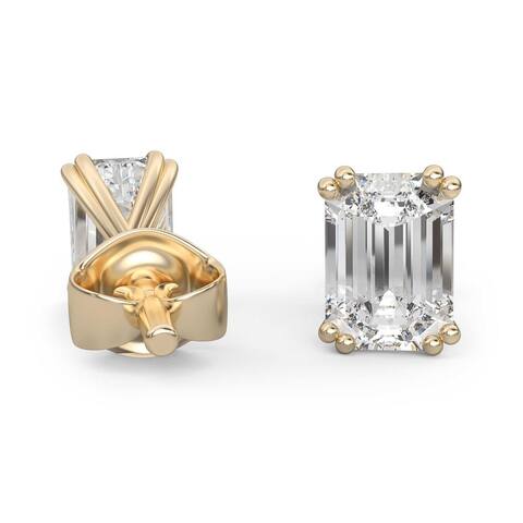 Eliza 14K Gold 0.50 - 2.00 cttw. Emerald Cut Lab Grown Diamond Stud Earrings Double Prong