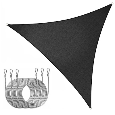 ColourTreeUSA Triangle Sun Shade Sail w/Cable Ropes HDPE Mesh Fabric Screen Canopy UV Block 190 GSM
