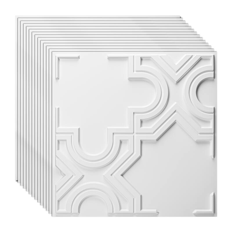 Art3d 3D PVC Ceiling Tiles, 3D Wall Panels, 2x2 ft. (pack of 12) - White