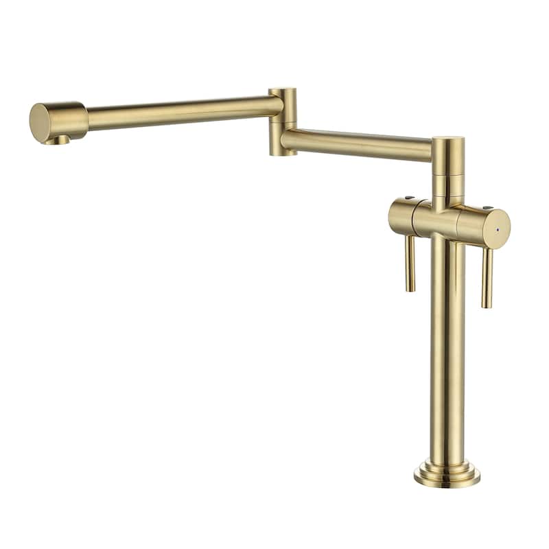 Modern Two Handle Solid Brass Folding Stretchable Pot Filler Faucet