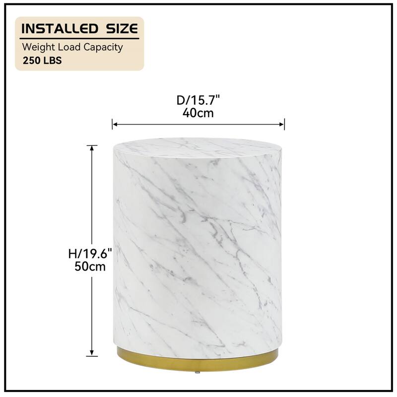 Marble Williamspace Fully Assembled Round Side Coffee Table For Living Room