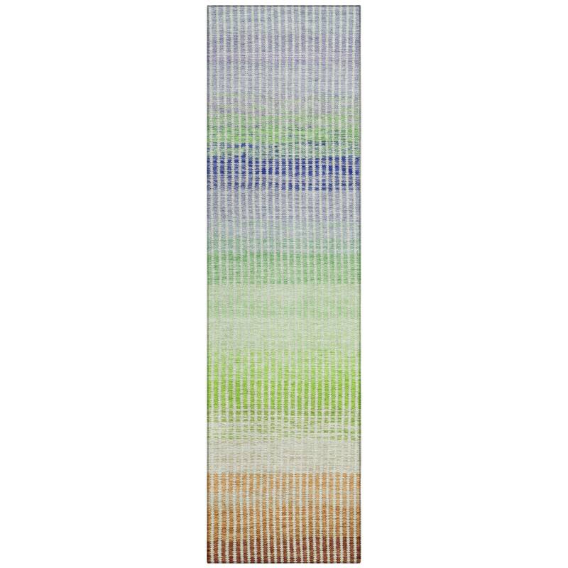 Machine Washable Indoor/ Outdoor Contemporary Stripes Chantille Rug