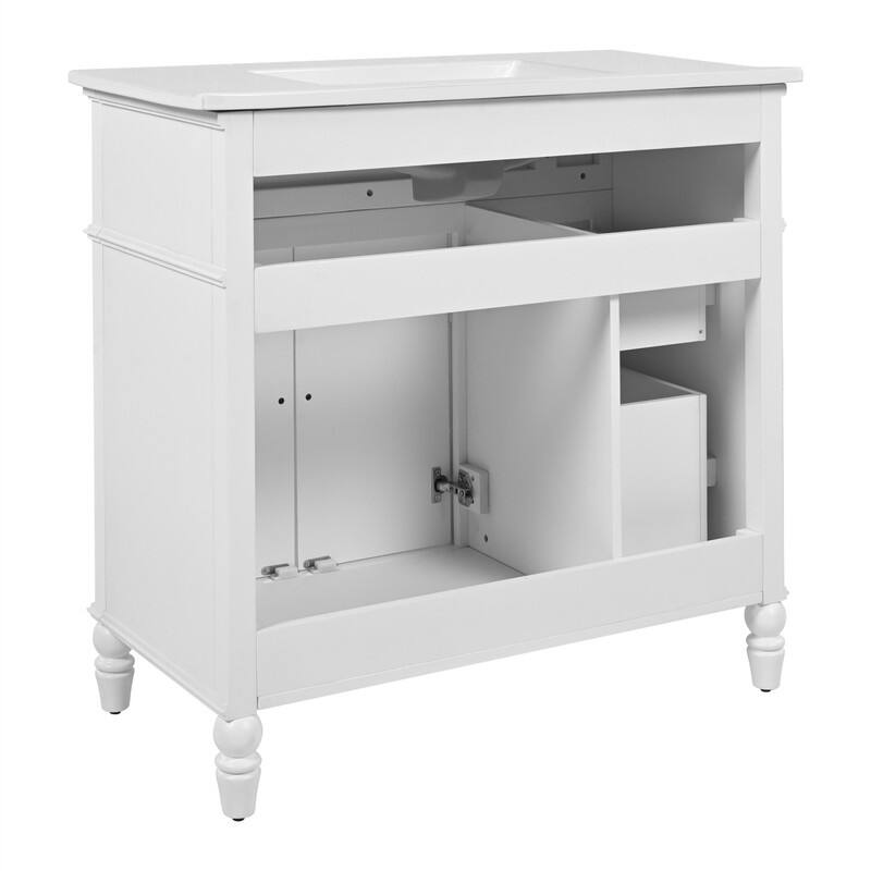 36" Bathroom Vanity with Ceramic Sink Combo, Freestanding Bathroom Storage Cabinet with 2 Storage Drawers and 2 Doors