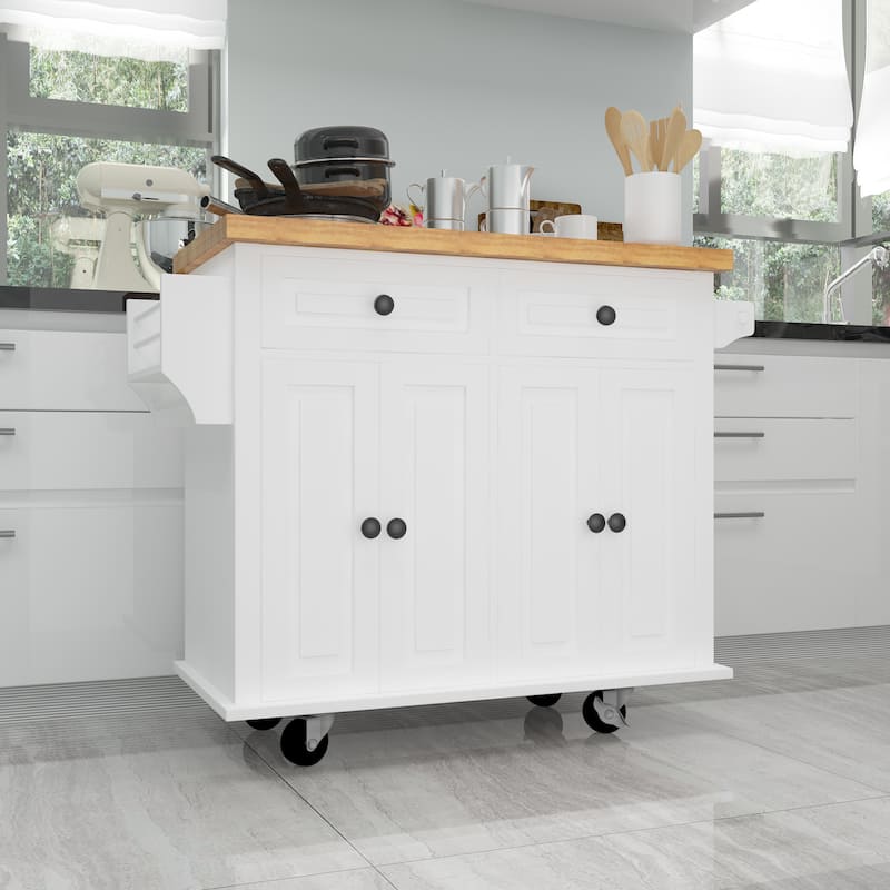 EYIW Kitchen Island Cart with Two Storage and Two Locking
