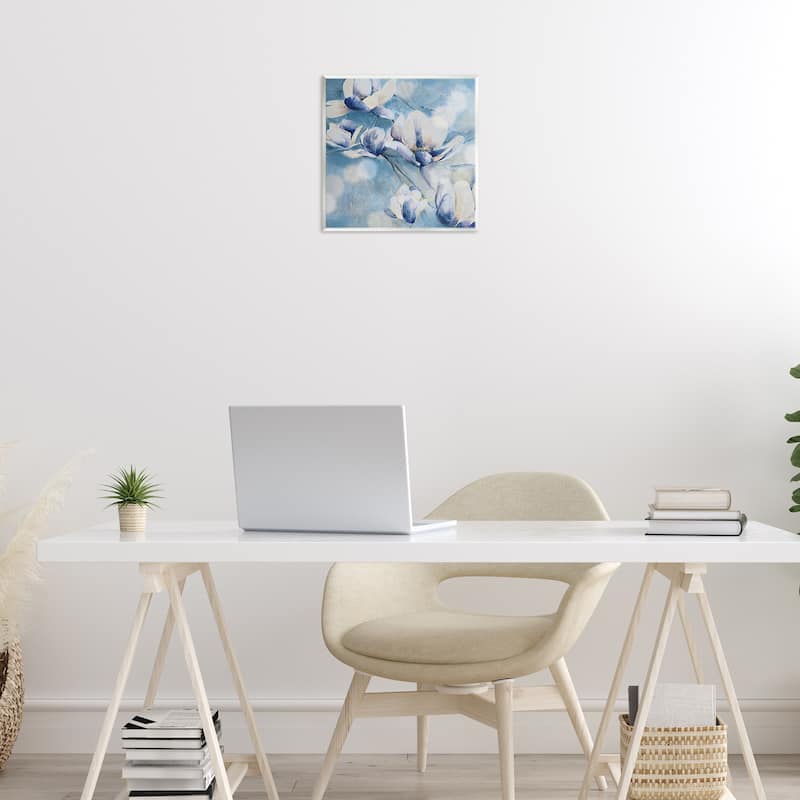 Stupell Blue Flowers & Bokeh Wall Plaque Art Design By Carol Robinson