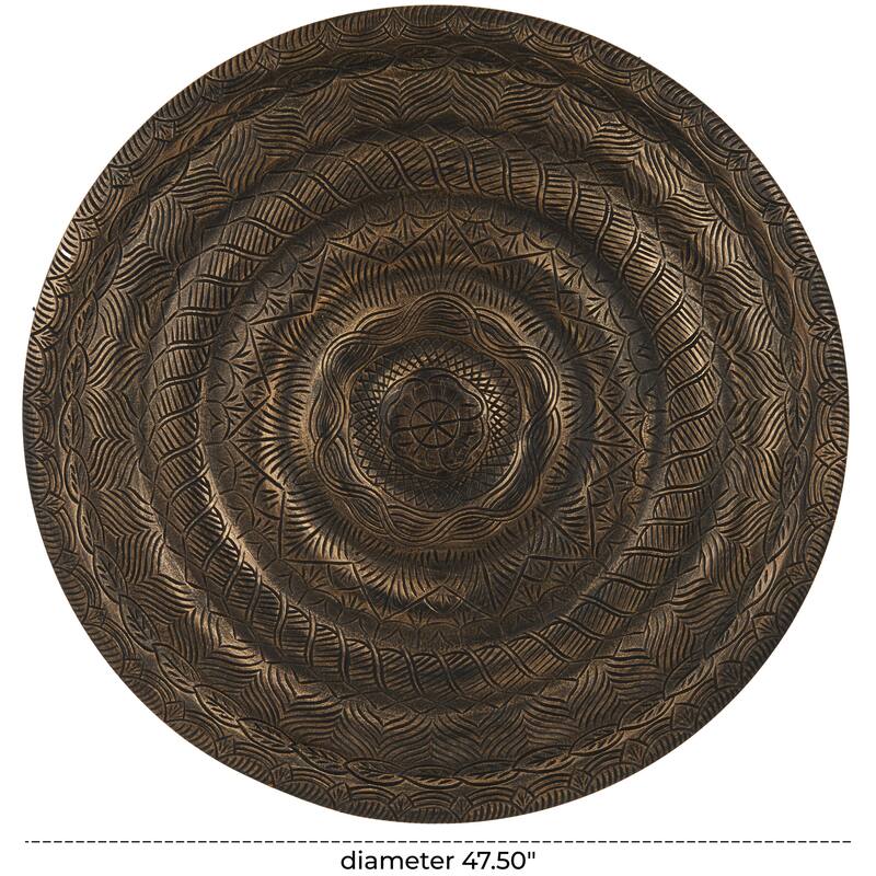 Bronze Wooden Carved Floral Home Wall Decor with Scroll and Leaf Details