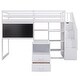 preview thumbnail 8 of 26, Twin Loft Bed with 4-Tier Built-in Shelves, Pull-Out Desk, Storage Stairs, Blackboard Slat Support Loft Bed for Kids Teens