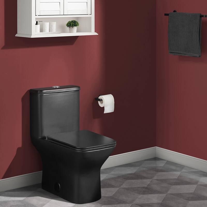 Charme One-Piece Square Toilet Dual-Flush In Matte Black 1.1/1.6 Gpf - 25.8" x 14.95" 29.95"