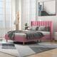 Alazyhome Upholstered Platform Bed Frame - Pink - Full