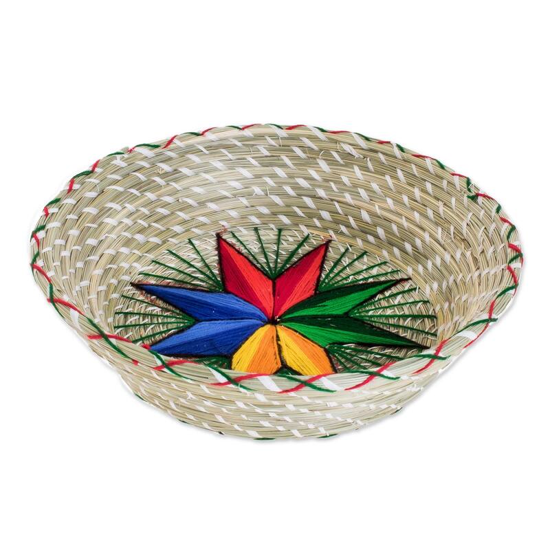 NOVICA Handmade Artisanal Star Natural Fiber Decorative Basket