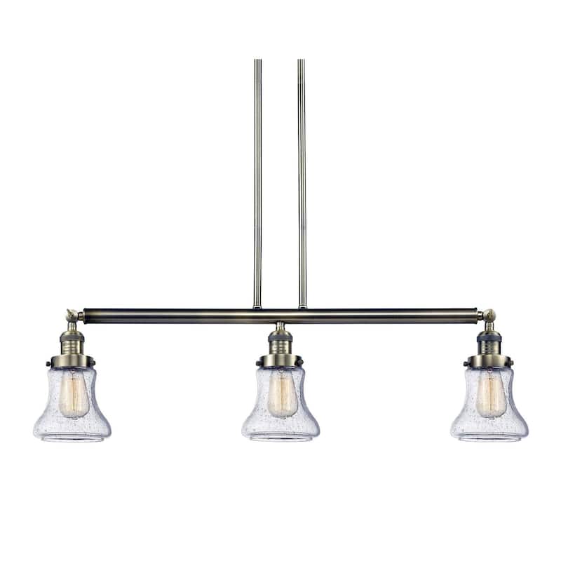 Innovations Lighting Bellmont 3 Light 39" Wide Linear Chandelier - Antique Brass / Seedy