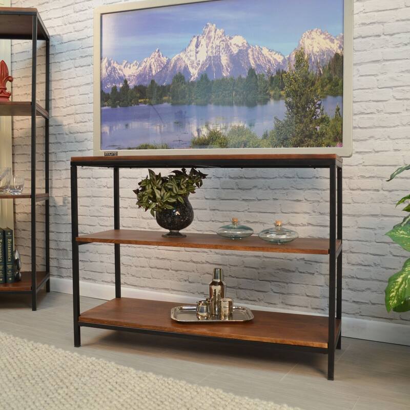 Handcrafted Rectangular Console Table - 40" - Brown and Black