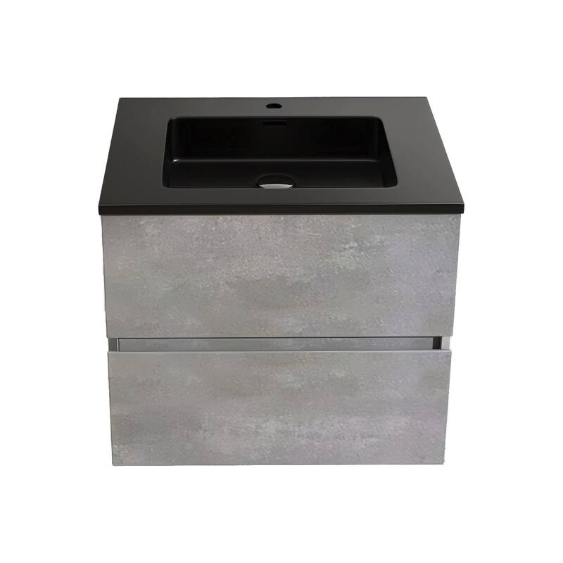 24 in./30 in./36 in. Wall-Mounted 2-drawer Bathroom Vanity Set in Cement Grey with Integrated Solid Surface Sink