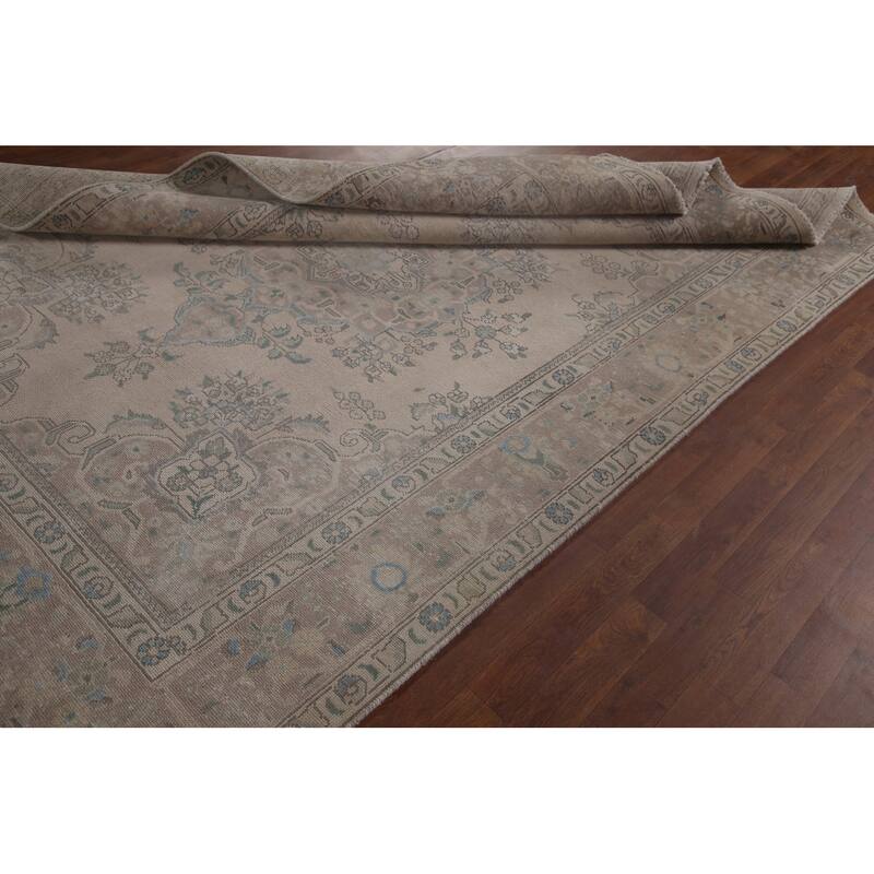 Distressed Tabriz Persian Vintage Rug Living Room Handmade Wool Carpet - 6'4" x 9'1"