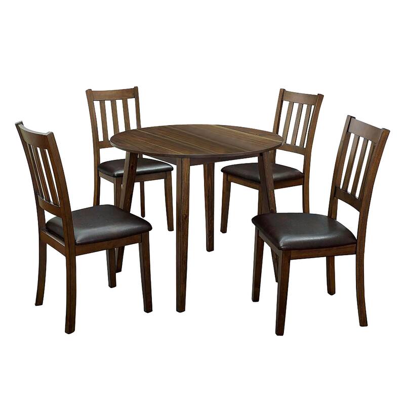 Dohl Transitional Walnut 5-Piece Dining Table Set by Furniture of America