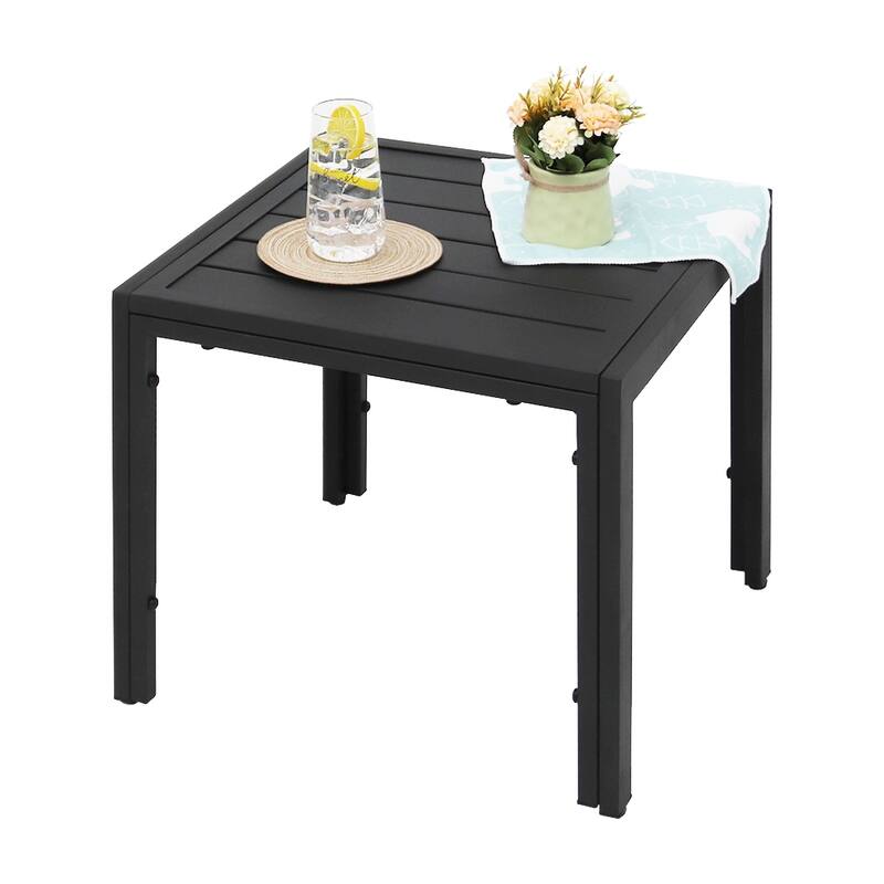 Maypex Outdoor Steel Slat End Table Black