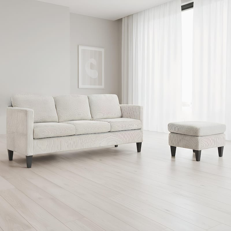 4 Seat Velvet L-Shaped Sofa with Chaise and Padded Corduroy Multi-functional Modern Sectional Couch - 88.18 in.L x 31.5 in.H