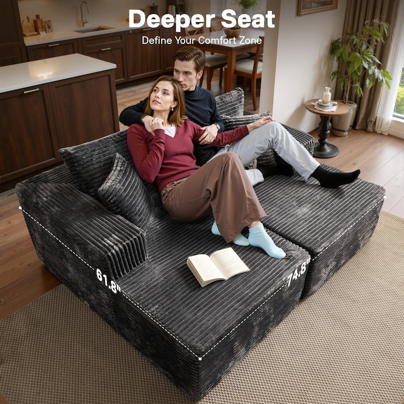 OVIOS Plush Sponge Double Chaise Lounge Sofa