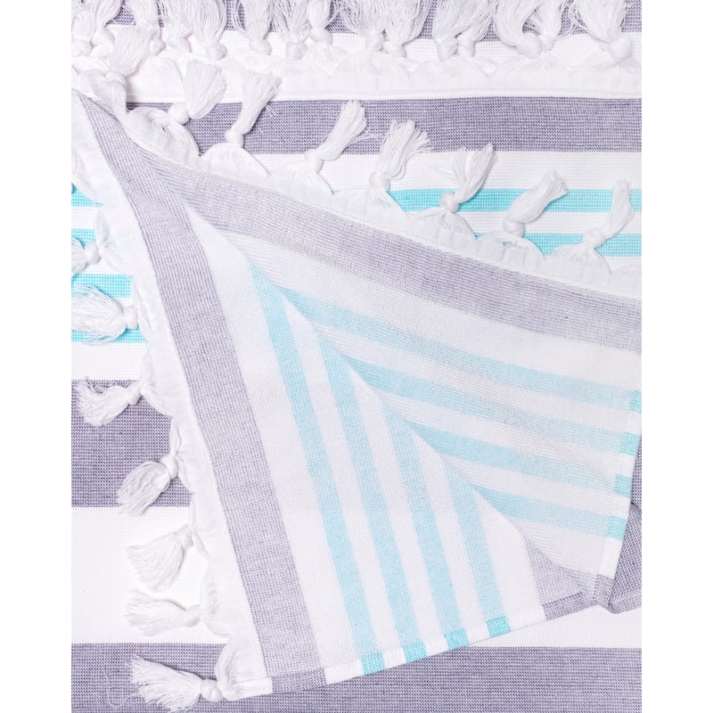 Superior Bahari Stripe Fouta Beach Towel with Tassels - 35" x 68"