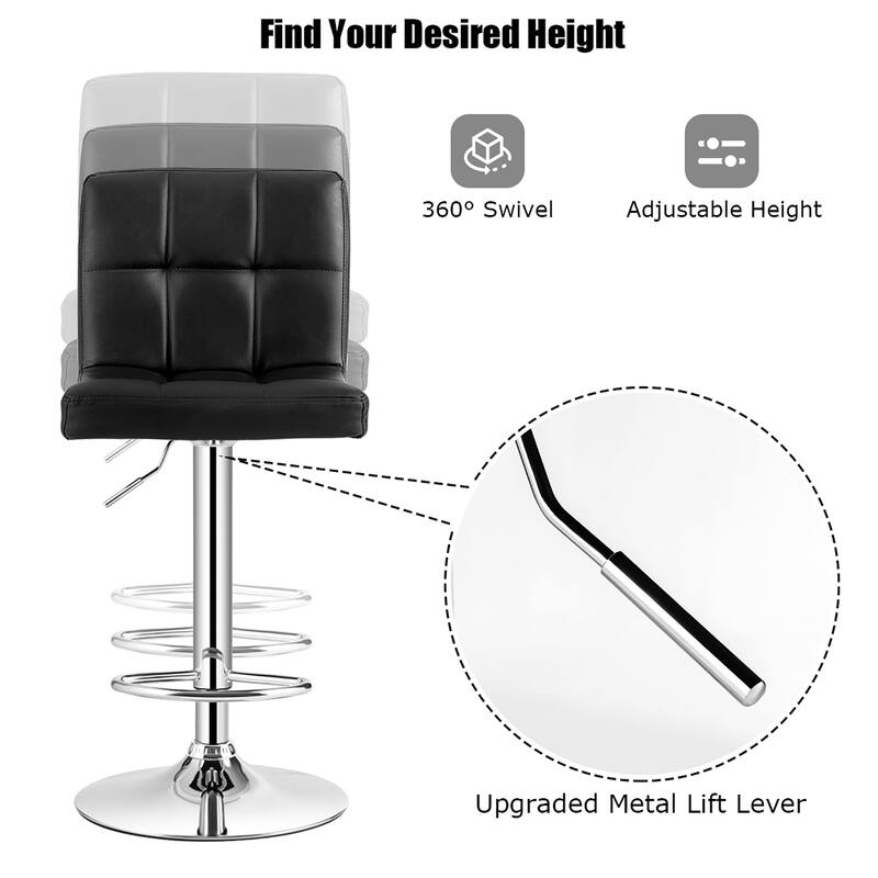 Costway Adjustable Swivel Bar Stool Counter Height Bar Chair PU - See Details