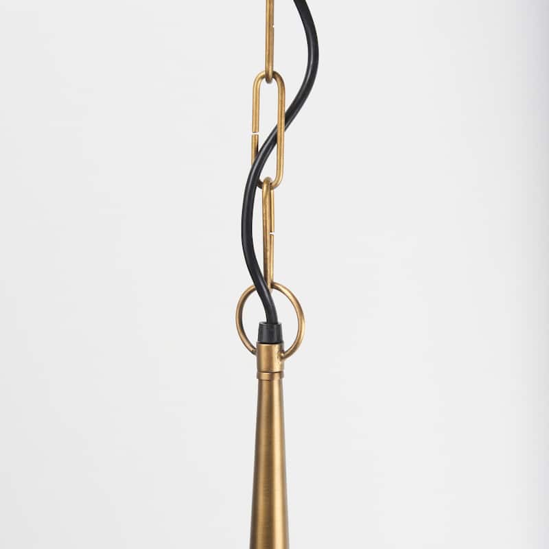 Willson Black Iron w/Antiqued Brass Dome Pendant Light - Black & Brass