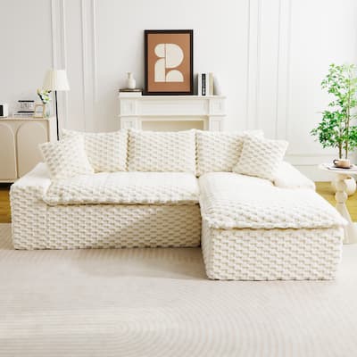 Versatile Turtle Velvet Sectional Sofa with Loveseat Couch and Chaise Lounge, Free Combination Modular Compressed Couch