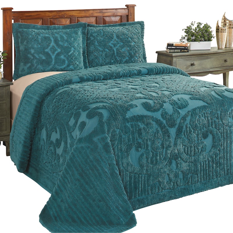 Ashton Textured Scrolling Chenille Design Bedspread
