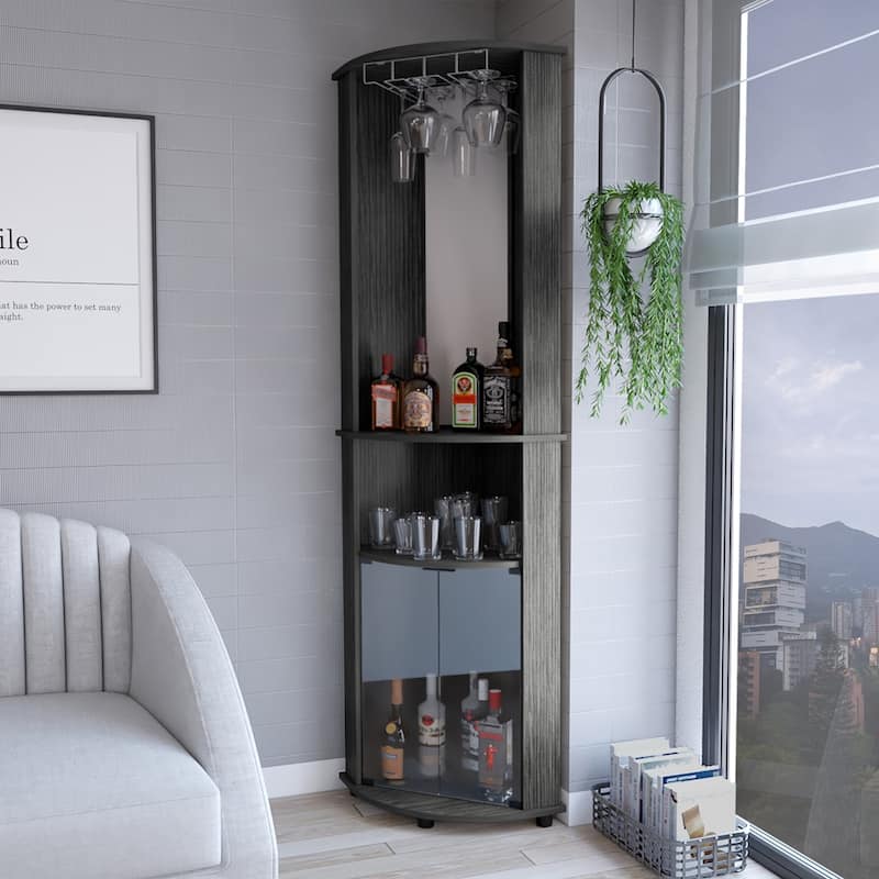 Corner Bar Cabinet Rialto, Living Room, Smokey Oak,High quality and durable