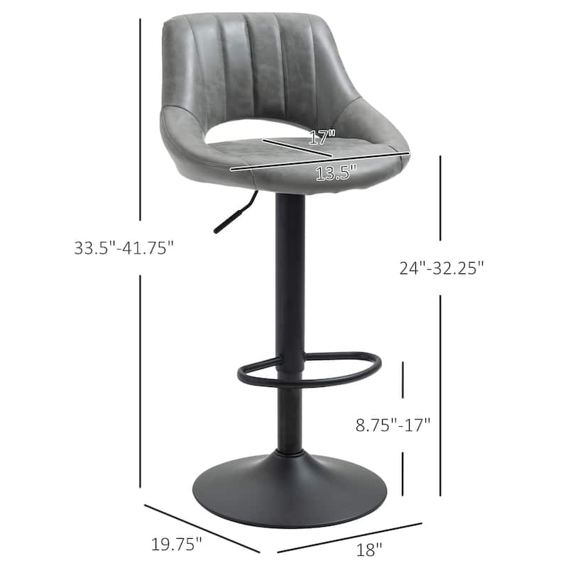 Bar Stools Set of 2, Swivel Bar Height Barstools Chairs with Adjustable Height, Round Heavy Metal Base and Footrest