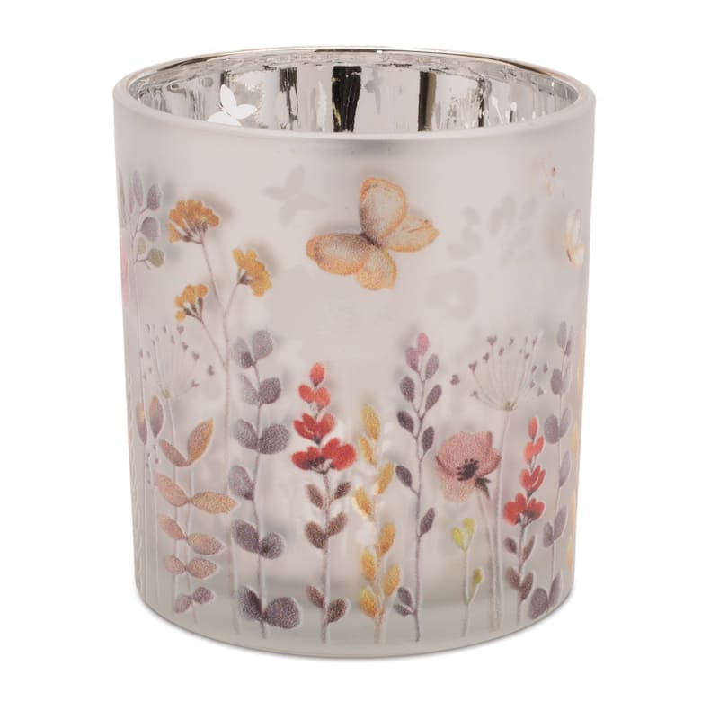 Frosted Wildflower Print Votive Holder (Set of 3)