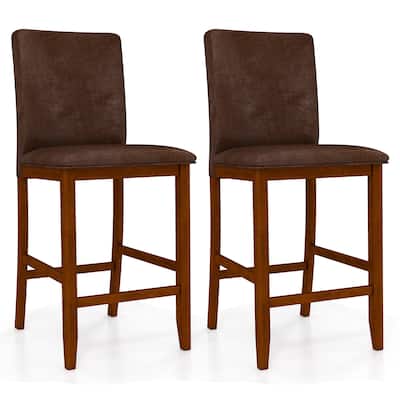 Gymax 26 Inch Counter Barstools Set of 2 w/Upholstered Seat & Backrest