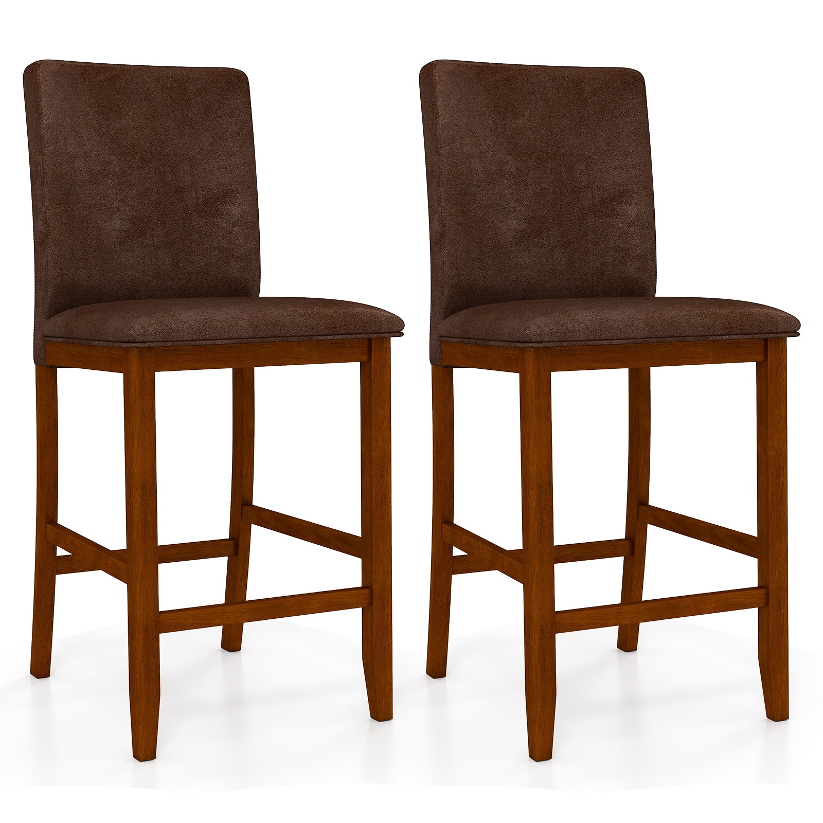 Gymax 26 Inch Counter Barstools Set of 2 w/Upholstered Seat & Backrest