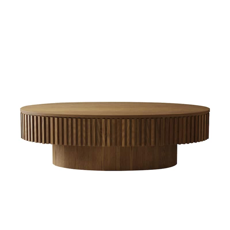 47" Oval Storage Coffee Table with Flip-Top, Modern Accent Tea Table